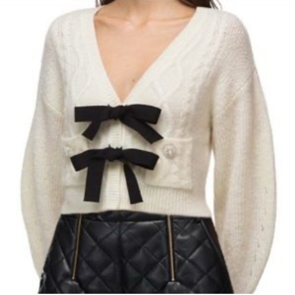 NWT The Latest Scoop x Fore, Embellished cable-knit cardigan